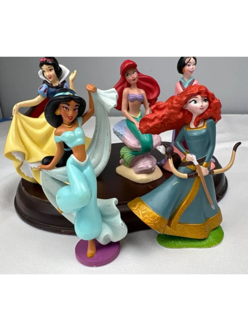 Disney Princess Figurine Set Ariel Snow White Mulan Merida Jasmine Collectibles